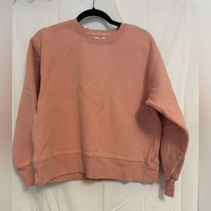 Aritzia Fleece Perfect Crewneck Sweater in Pink